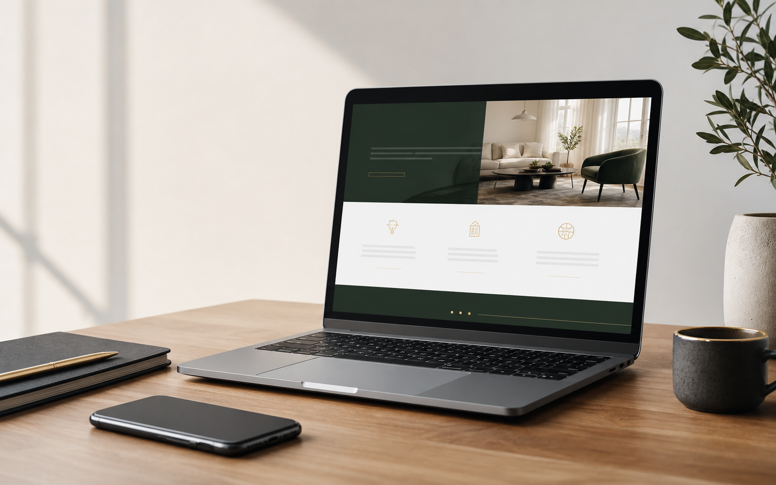 Laptop s modernom poslovnom web stranicom